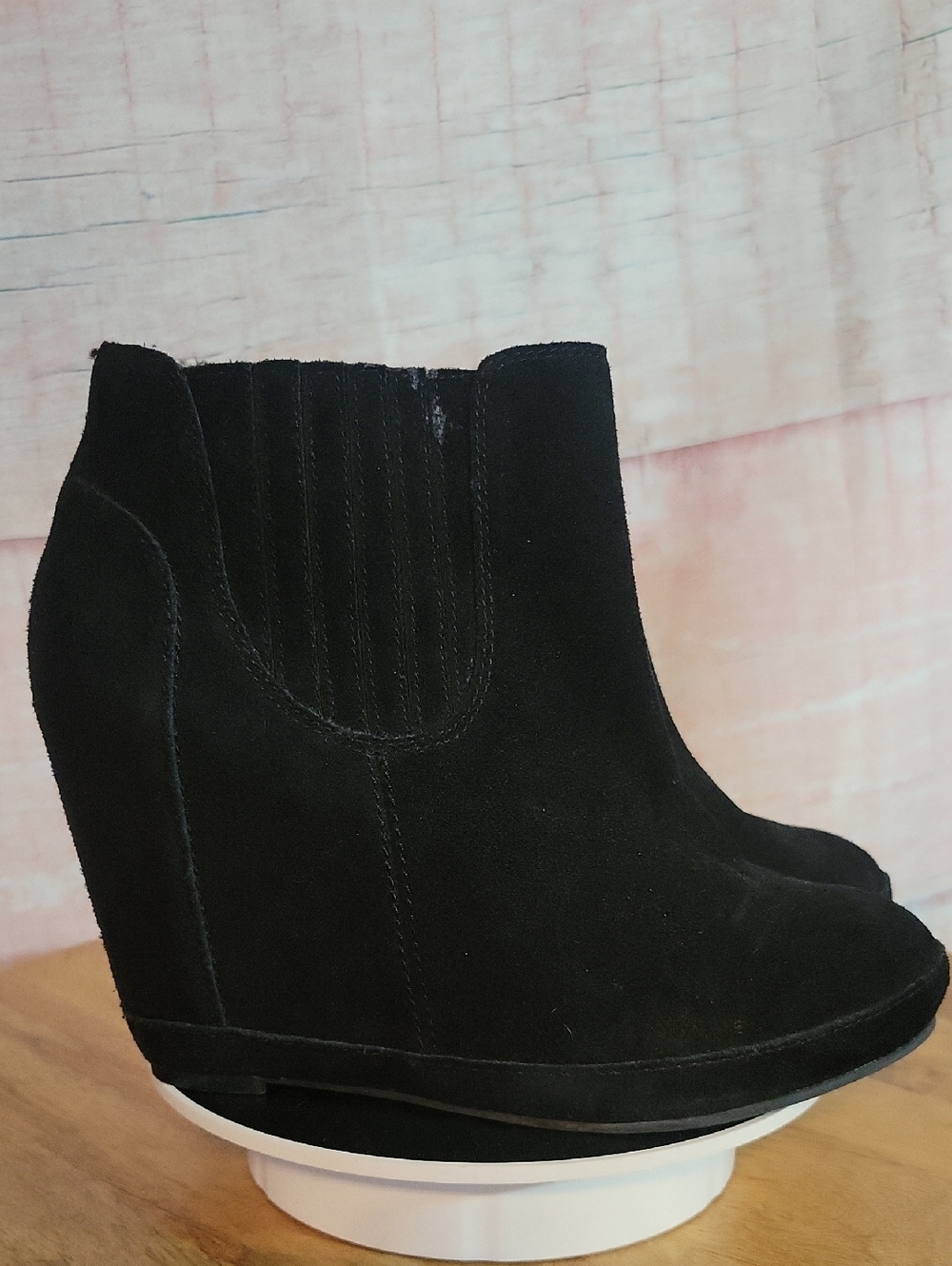 Black Wedge Booties